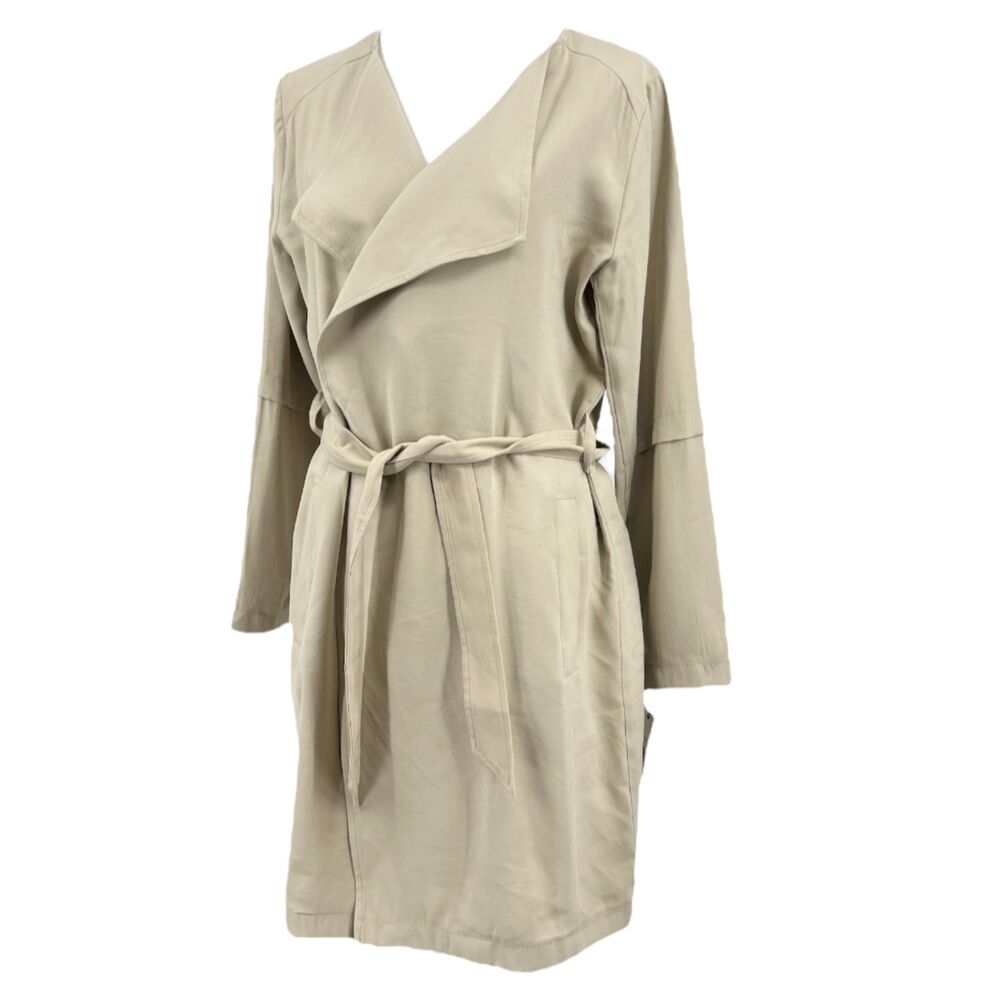 Khaki Wrap Jacket Women's Size Med Tie Front Dressy Business Professional - Picture 7 of 13